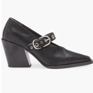 rag & bone JONI Retro Mary Jane Black Leather Pumps Block Heel Biker-Inspired 37